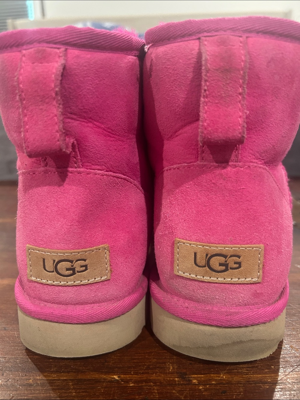 UGG Pink Short Suede Boots - Picture 2 of 4